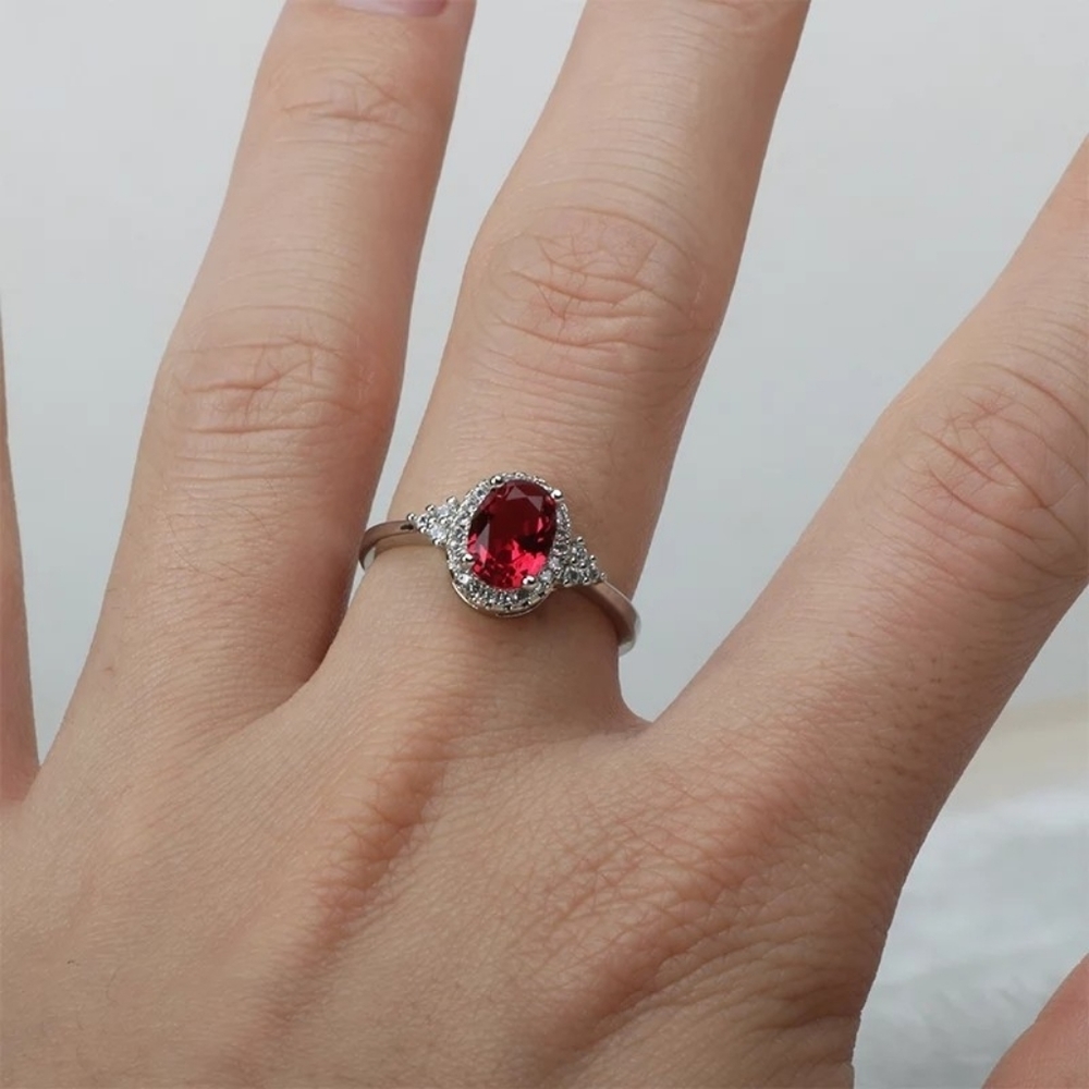 New Silver 925 women's ruby gemstone ring - Picture 3 of 5
